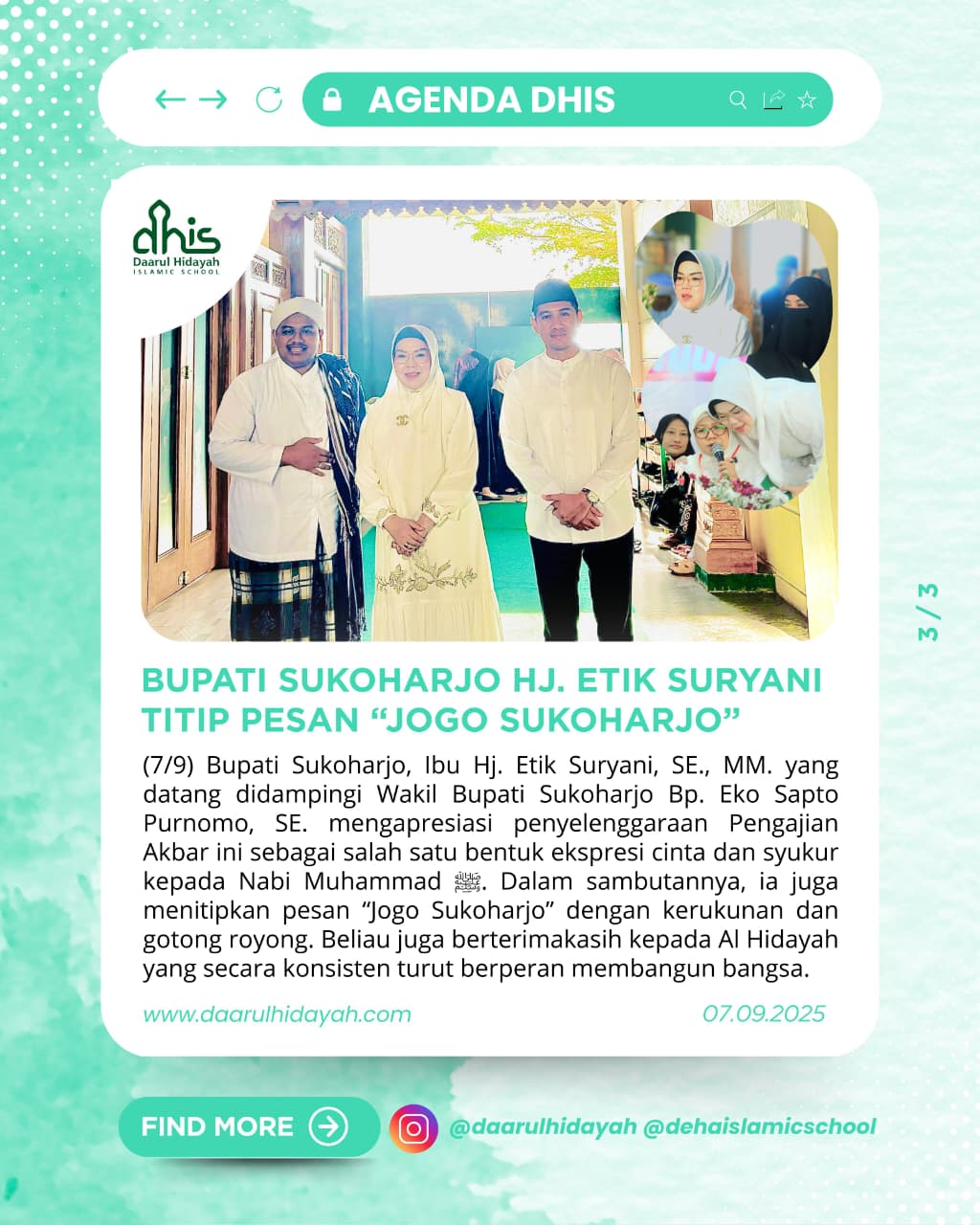 Bupati Sukoharjo Hj. Etik Suryani Titip Pesan 