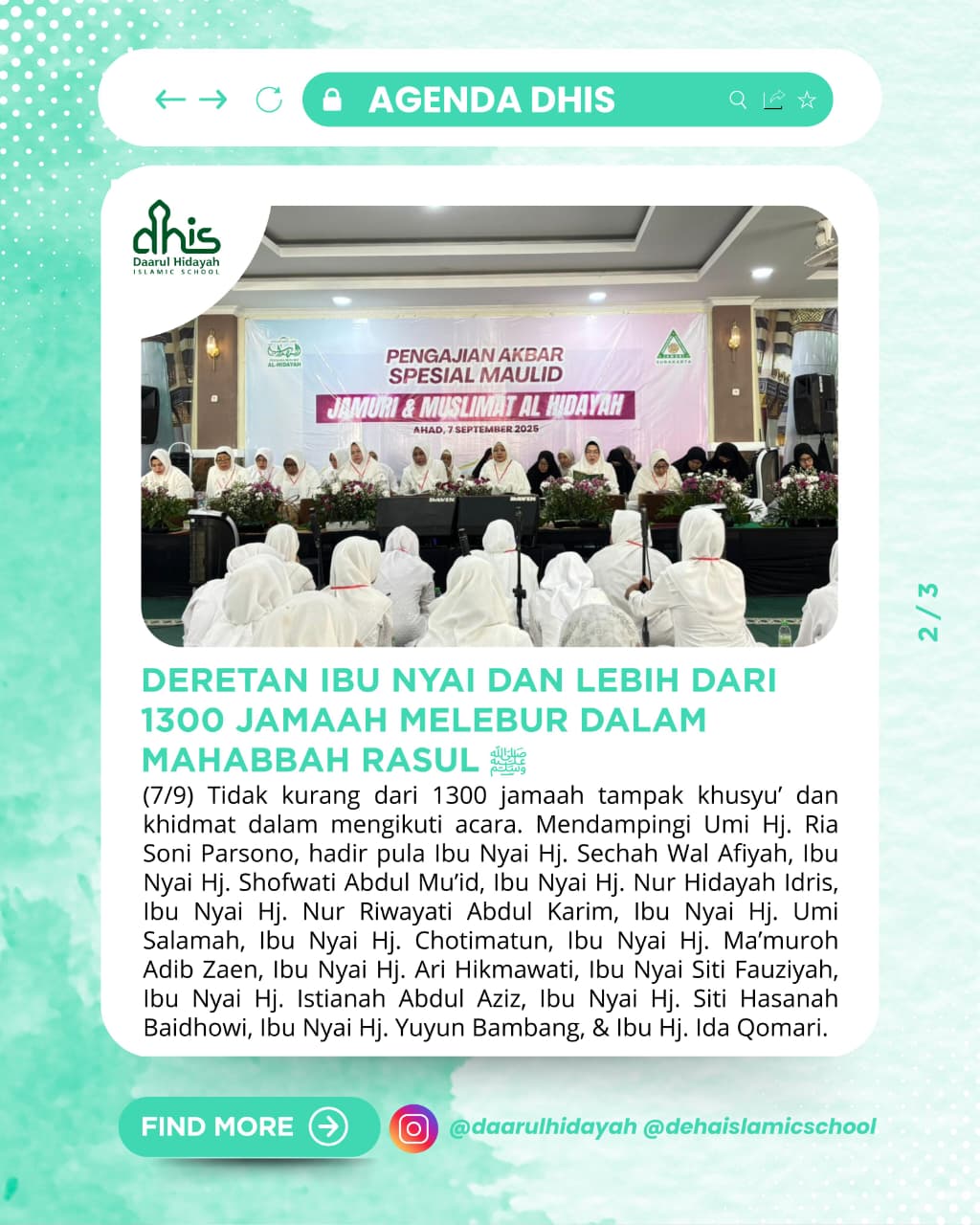 Deretan Ibu Nyai dan Lebih Dari 1.300 Jamaah Melebur Dalam Mahabba Rasul