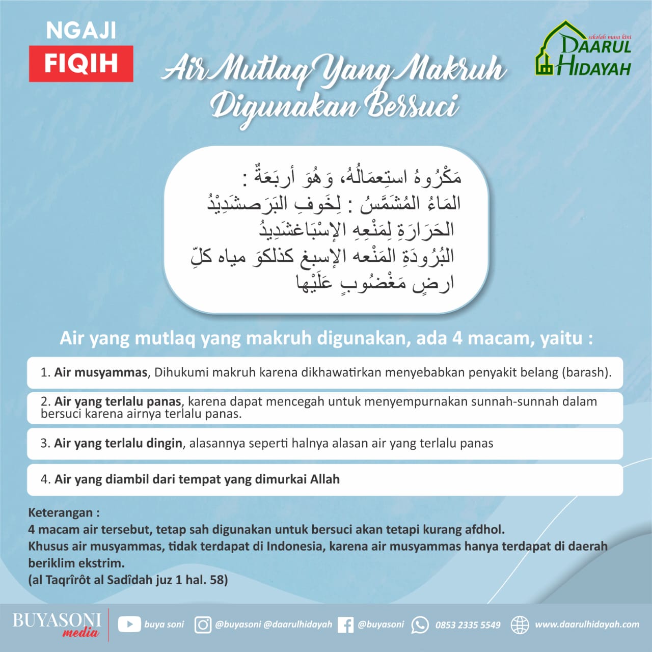AIR MUTLAQ YANG MAKRUH DIGUNAKAN BERSUCI