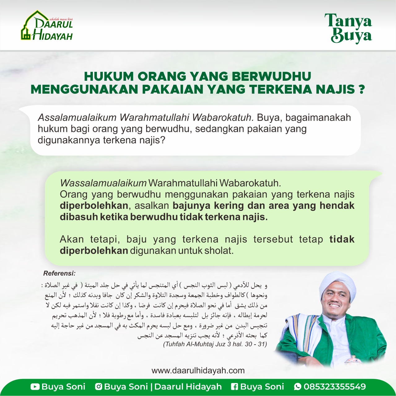 HUKUM ORANG YANG BERWUDHU MENGGUNAKAN PAKAIAN YANG TERKENA NAJIS