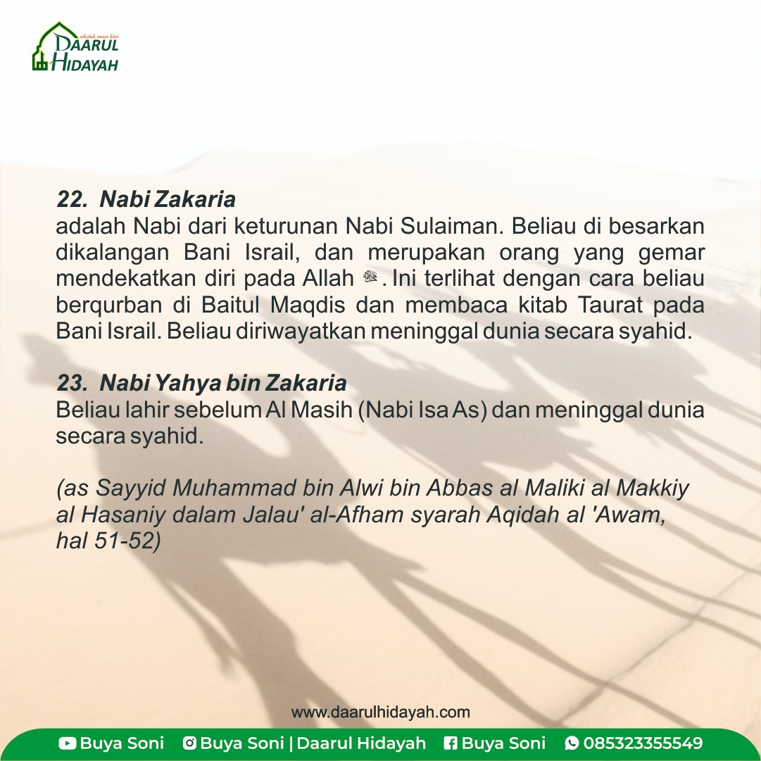 Nama-Nama Rosul di dalam Al-Quran (Part 7: Nabi Ilyas as, Yunus as, Zakaria as, dan Nabi Yahya as.)