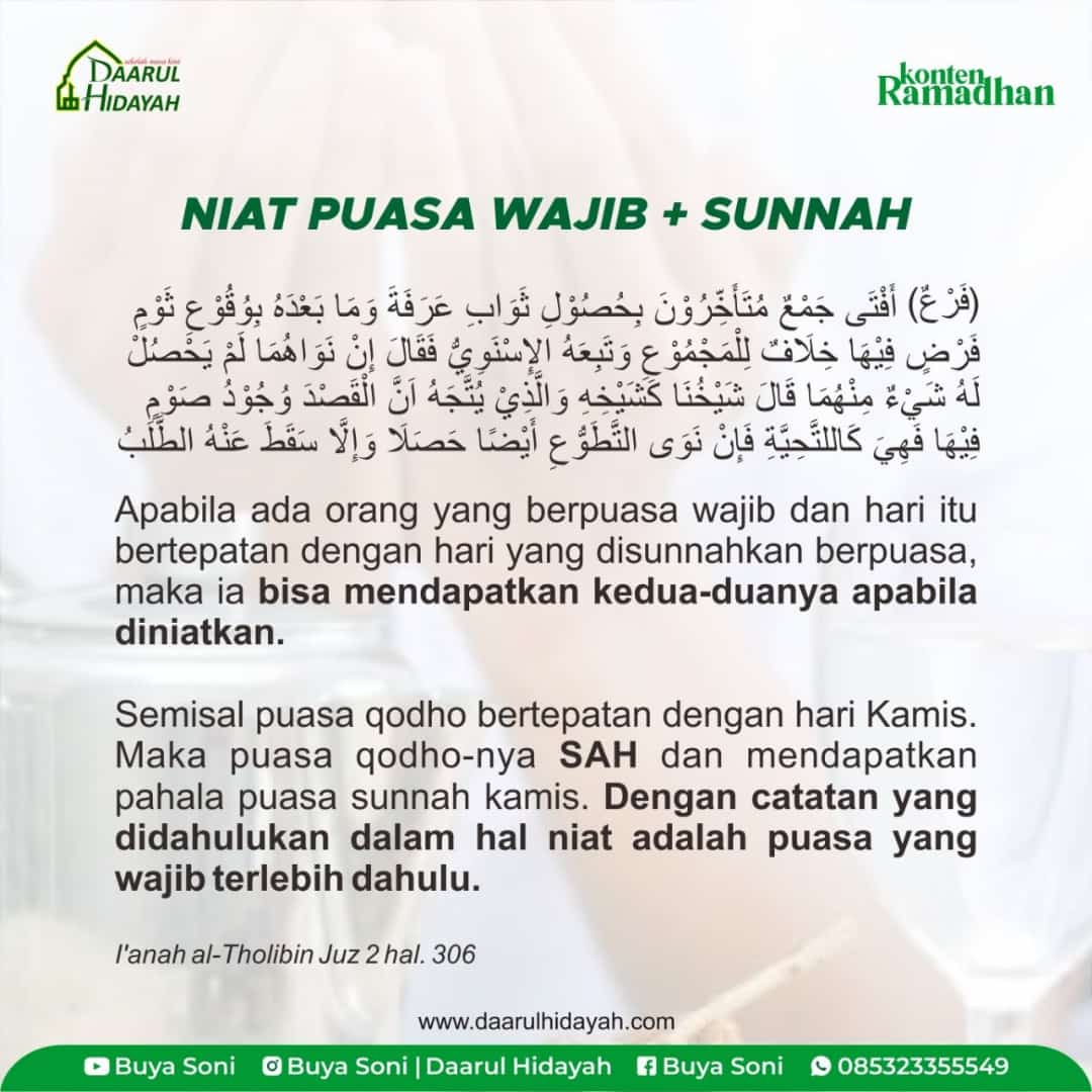 NIAT PUASA WAJIB + PUASA SUNNAH